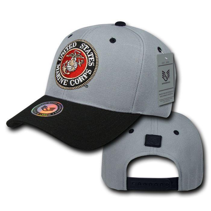 Military Air Force Navy Coast Guard Army Marines Workout Baseball Hats Caps-Air Force - Gray/Navy-