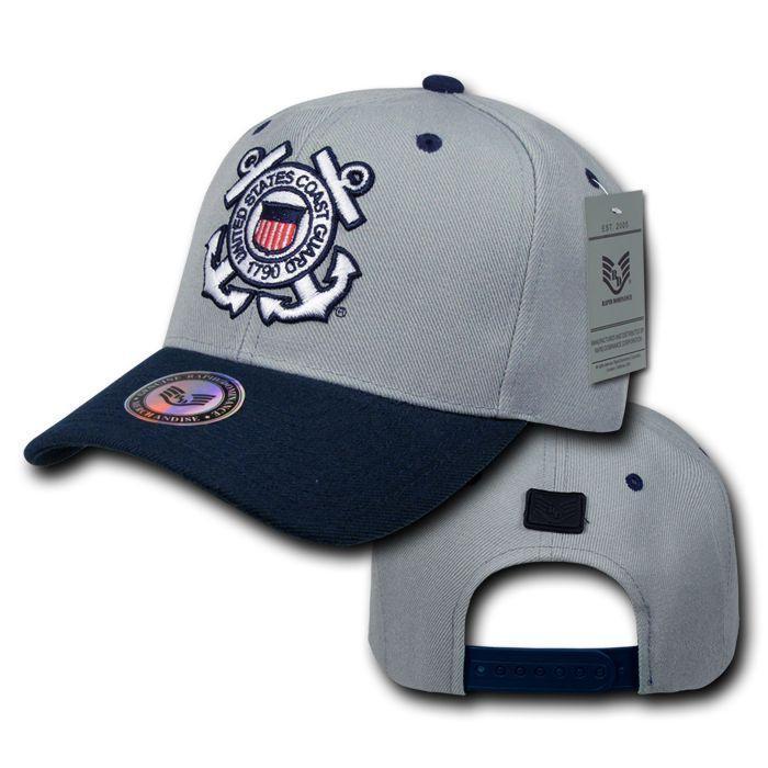 Military Air Force Navy Coast Guard Army Marines Workout Baseball Hats Caps-Air Force - Gray/Navy-