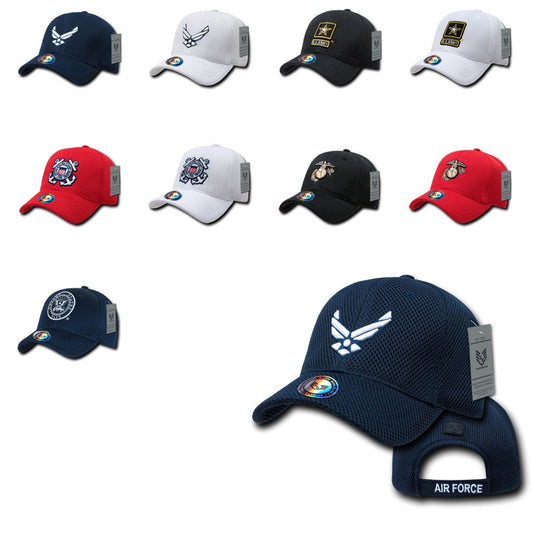 Military Army Air Force Navy Marines Coast Guard Mesh Baseball Hats Caps-Air Force Wing - Navy-