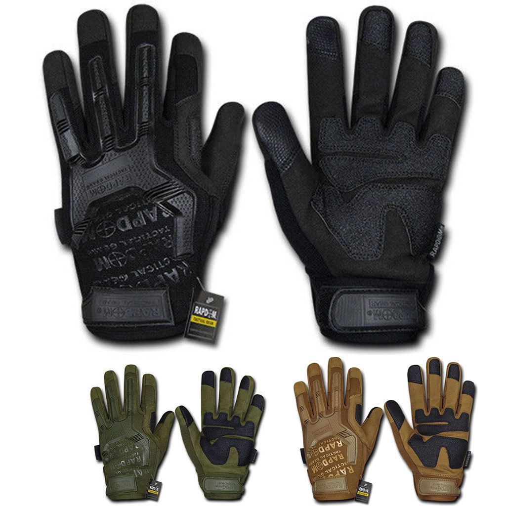Military Impact Protection Tactical Touchscreen Gloves-Black-Small-