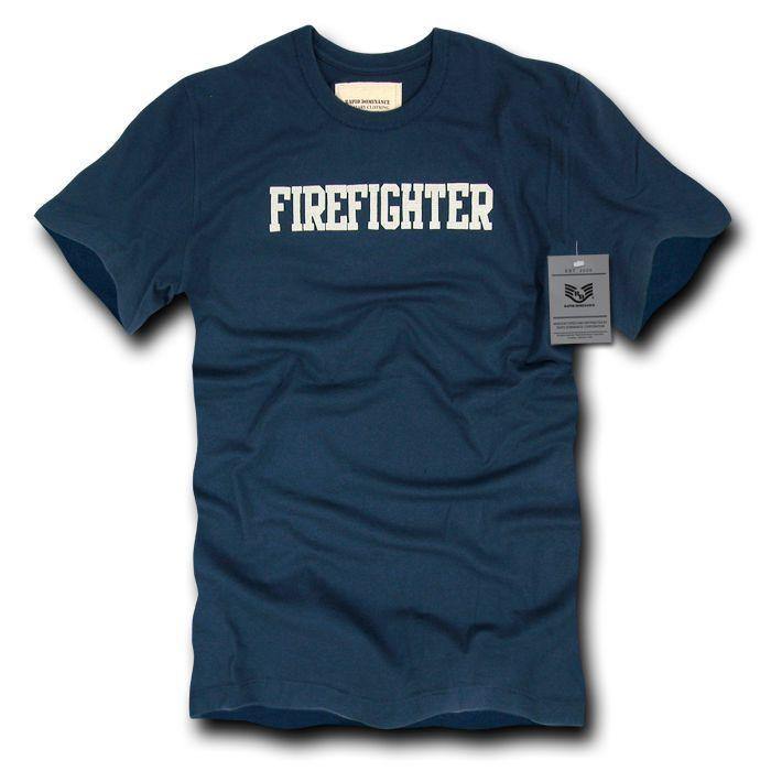 Rapid Dominance Military Law Enforcement Air Force Navy Army Marines Police Security T-Shirts-Firefighter - Navy-Regular-Medium