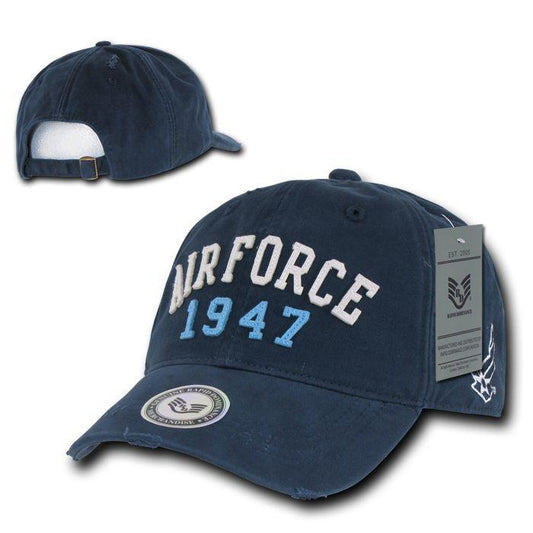 Military Vintage Washed Cotton Polo Distressed Baseball Dad Hats Caps-Air Force - Navy-