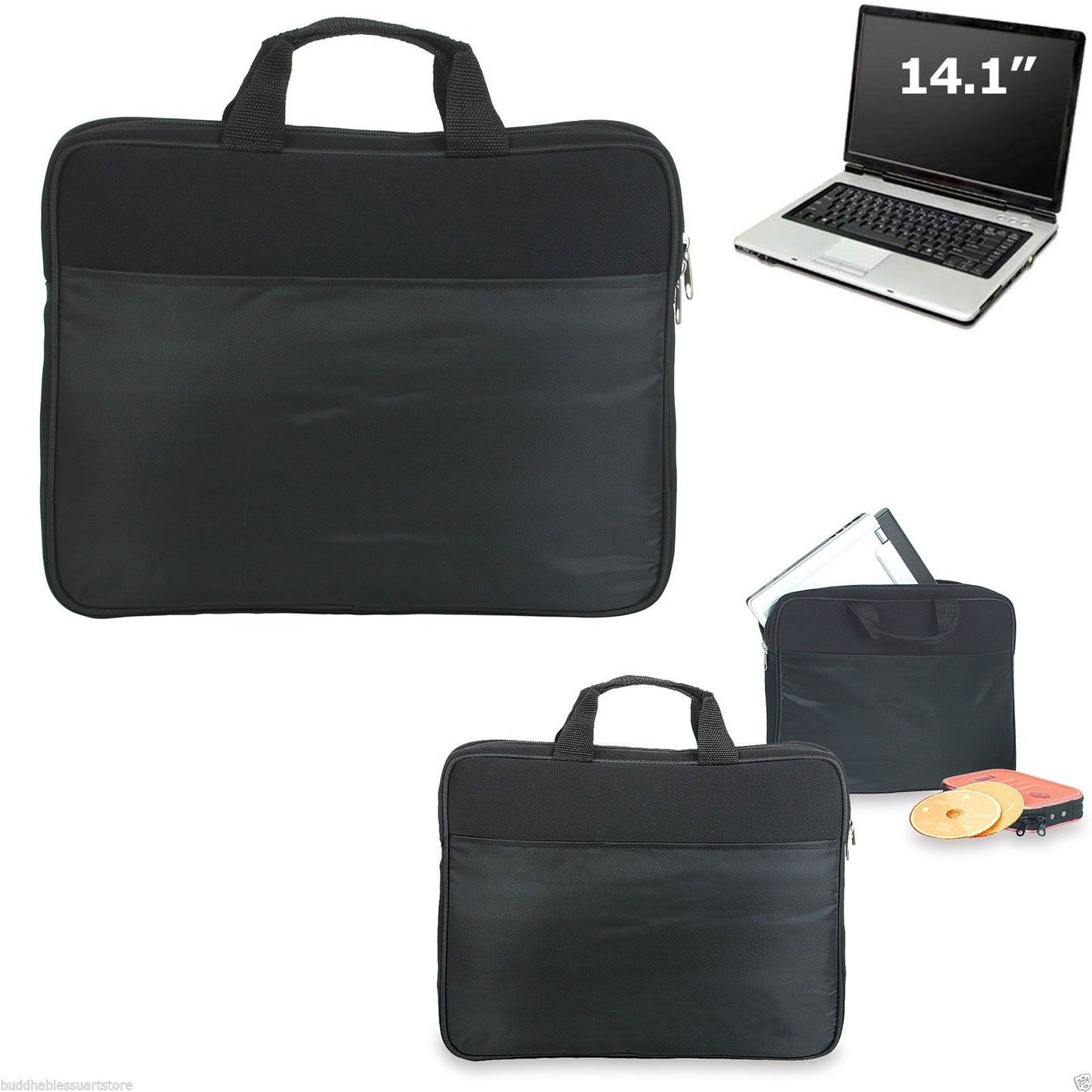 Computer Laptop Tablet Ipad Pouch Bag Case Sleeve Zipper Black To Fit 14.1inch-