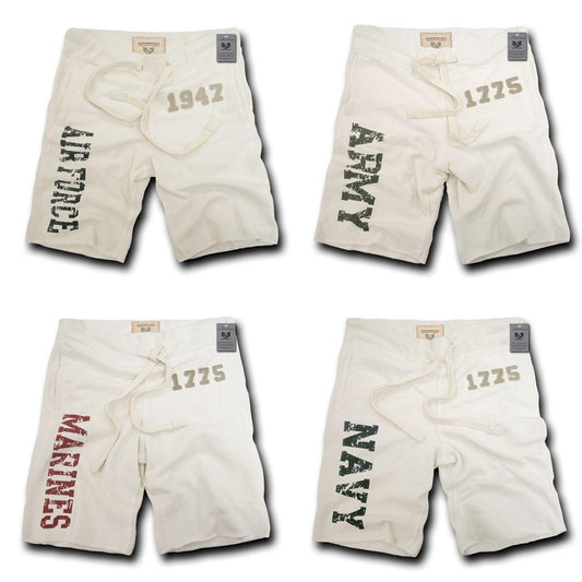 Rapid Dominance US Army Air Force Navy Marines Military Year Fleece Training Shorts-Air Force - Cream-Medium-