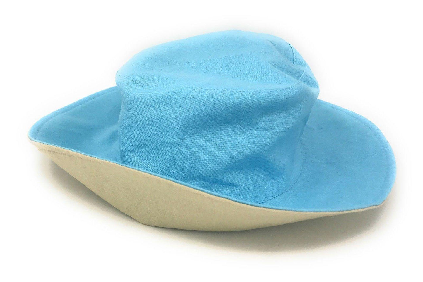 Cotton Ponytail Bucket Caps Hats Reversible Summer Women's Summer Beach Sun Hat-LT.PINK/IVORY-