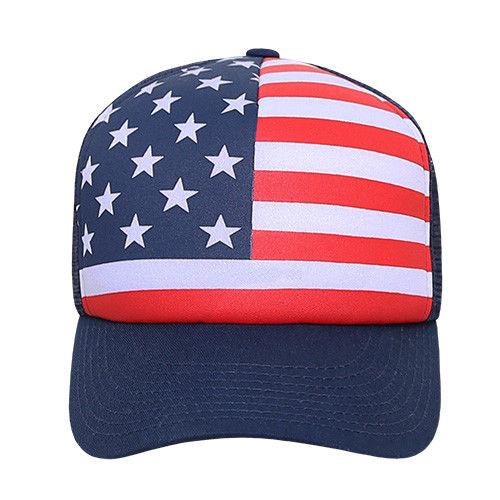 Patriotic American USA Flag Full Print Classic Foam Mesh Trucker Caps Hats-