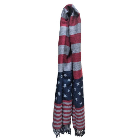 Patriotic USA American Flag Red White Scarf Scarves Shawl Wrap Textured-