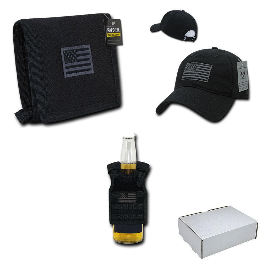 Patriotic USA Flag Gifts Box Set For Father's Day Gift for Dad Wallet Beer Cooler Cap-