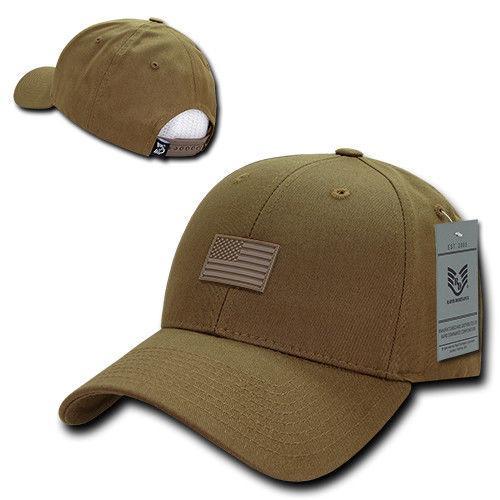 Patriotic USA Flag (Rubber) Structured Baseball Cotton Snapback Ball Caps Hats-Coyote-