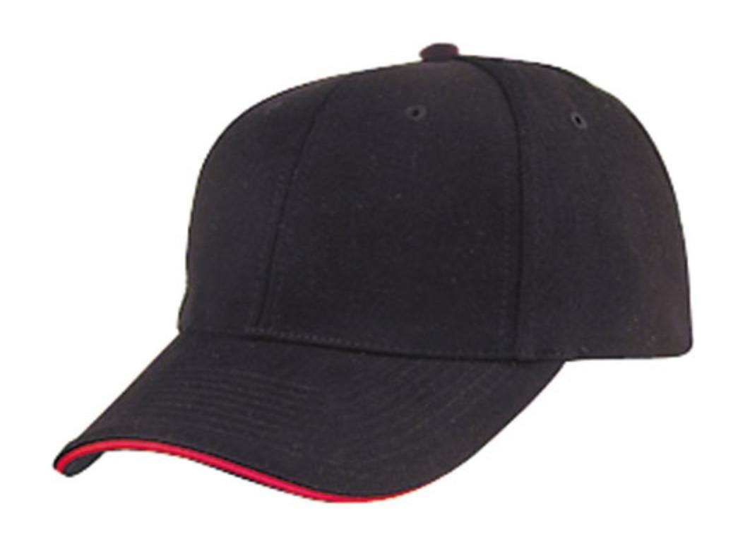 Brushed Cotton Sandwich 6 Panel Low Crown Baseball Hats Caps Plain Two Tone-BLACK / GOLD-