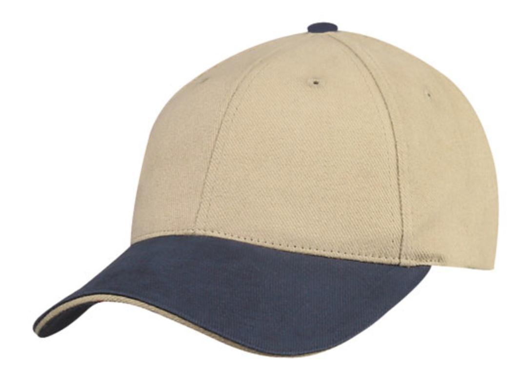 Brushed Cotton Sandwich 6 Panel Low Crown Baseball Hats Caps Plain Two Tone-BLACK / GOLD-