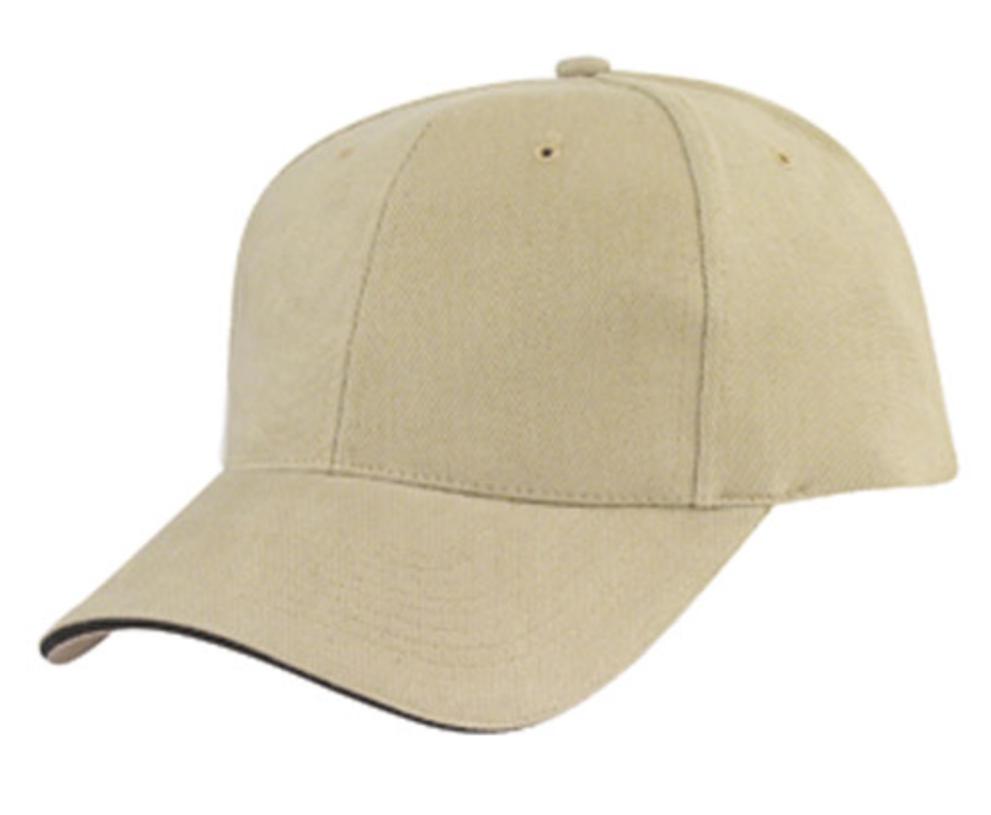 Brushed Cotton Sandwich 6 Panel Low Crown Baseball Hats Caps Plain Two Tone-BLACK / GOLD-