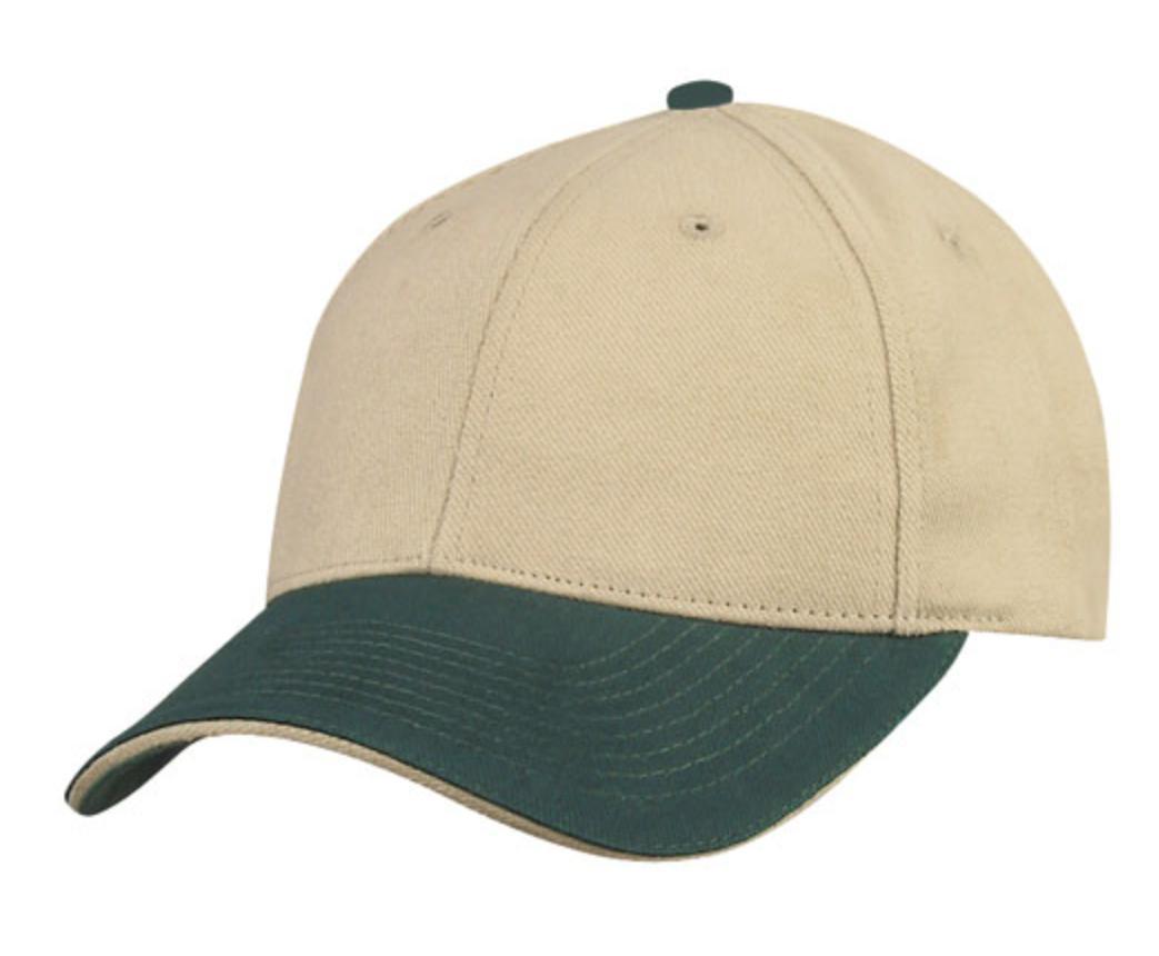 Brushed Cotton Sandwich 6 Panel Low Crown Baseball Hats Caps Plain Two Tone-BLACK / GOLD-