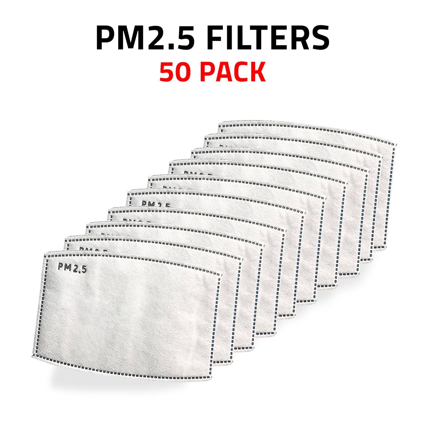 PM 2.5 Activated Carbon Filters 5 Layer Replacement Filters for Face Masks Adults Kids-Adult-50-