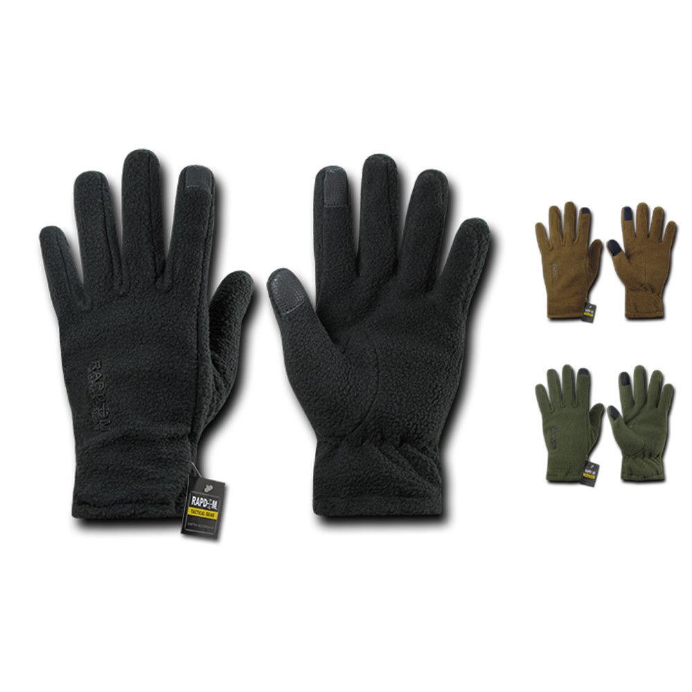 Polar Fleece Winter Thumb Fingertip Touch-Screen Compatible Gloves-Black-Small-