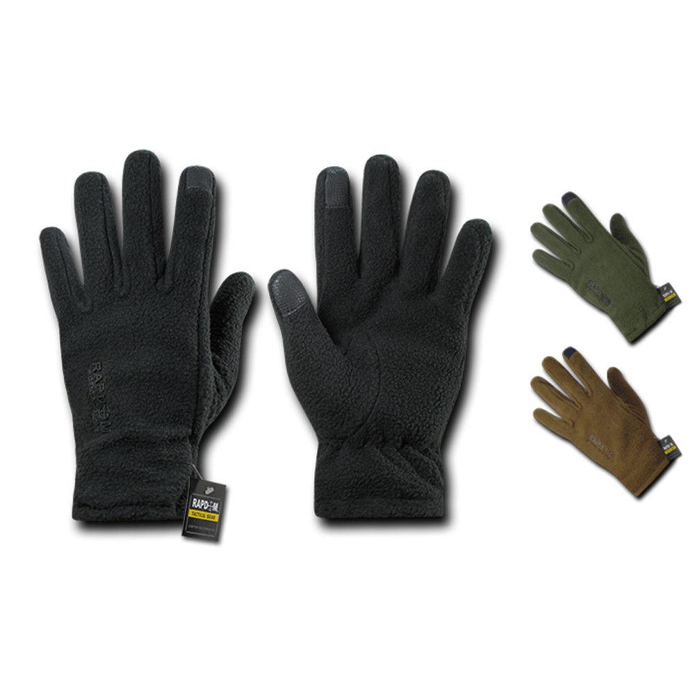 Polar Fleece Winter Thumb Fingertip Touch-Screen Compatible Gloves-Black-Small-