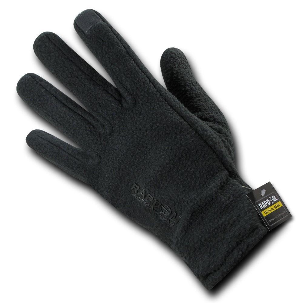 Polar Fleece Winter Thumb Fingertip Touch-Screen Compatible Gloves-Black-Small-