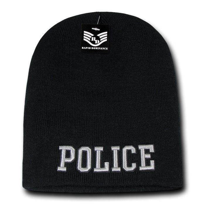Police Fire Dept Security Border Patrol Sheriff Short Beanies Knit Caps Winter-Fire Department - Navy-