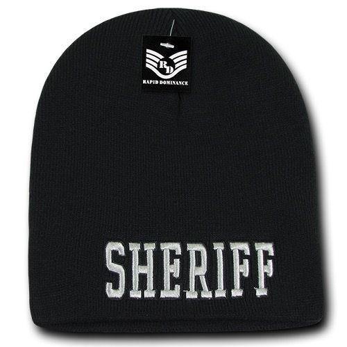 Police Fire Dept Security Border Patrol Sheriff Short Beanies Knit Caps Winter-Fire Department - Navy-
