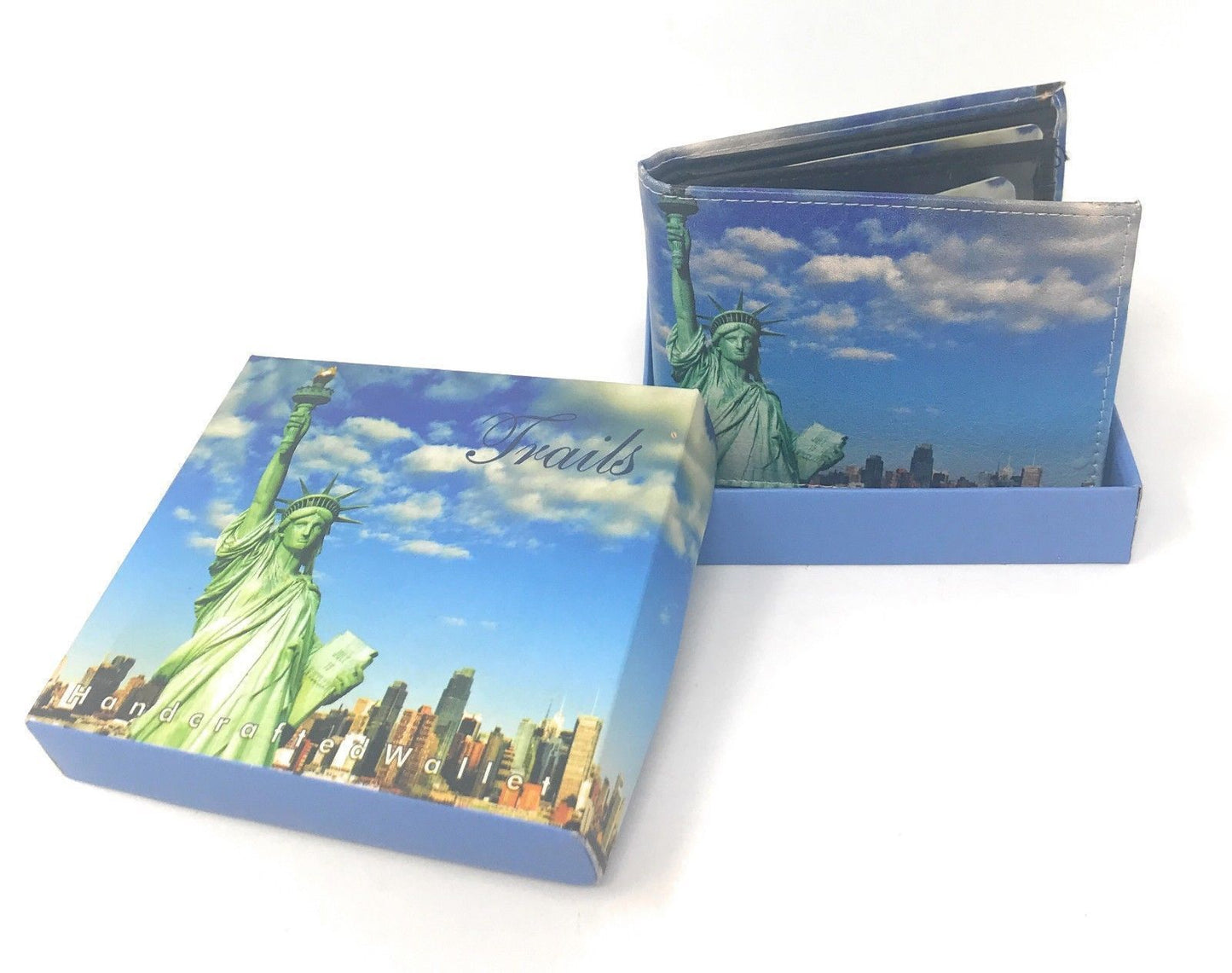 Printed Designs Bifold Wallets In Gift Box Cash Card Id Slots Mens Womens Youth-STATUE OF LIBERTY-