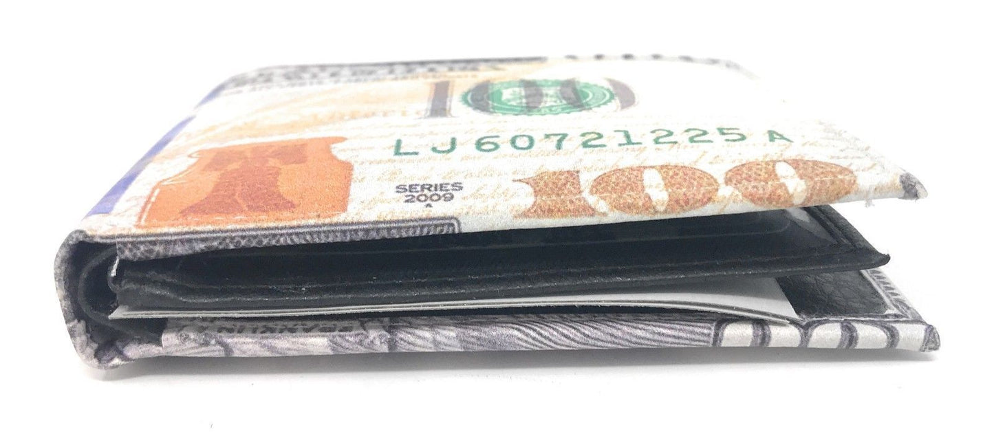 Printed Designs Bifold Wallets In Gift Box Cash Card Id Slots Mens Womens Youth-US 100 DOLLARS-