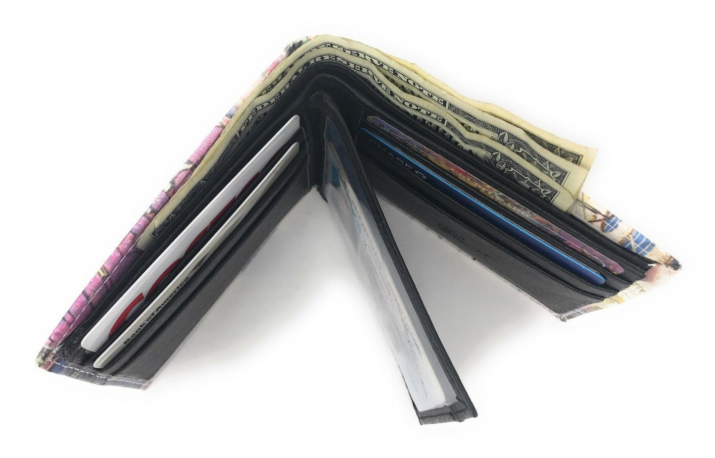Printed Designs Bifold Wallets In Gift Box Cash Card Id Slots Mens Womens Youth-US 100 DOLLARS-