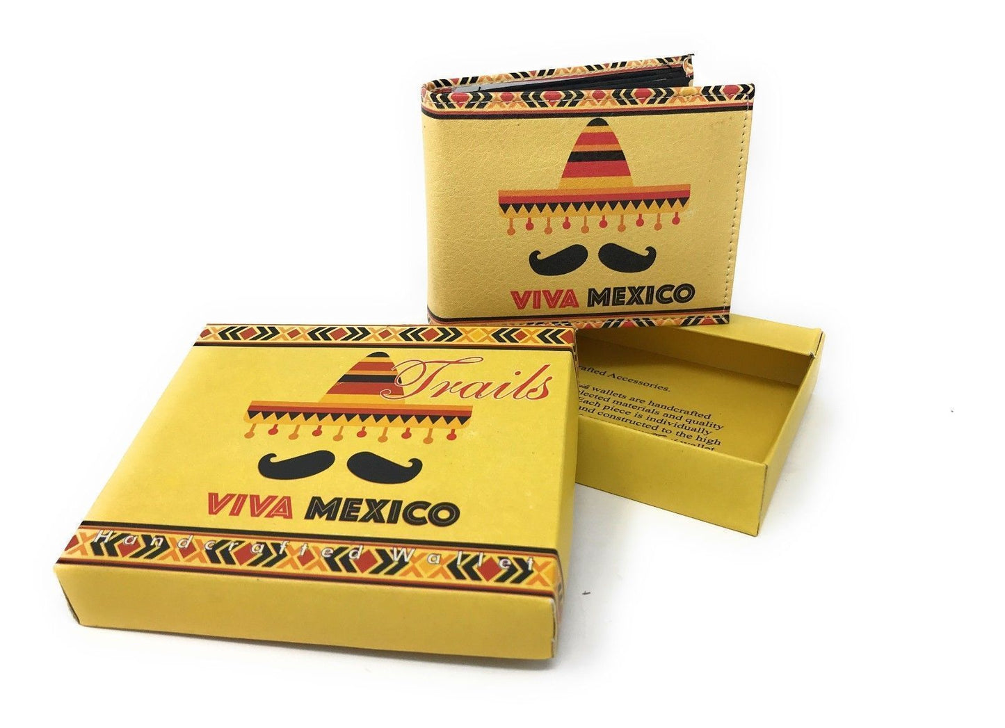 Printed Designs Bifold Wallets In Gift Box Cash Card Id Slots Mens Womens Youth-VIVA MEXICO-