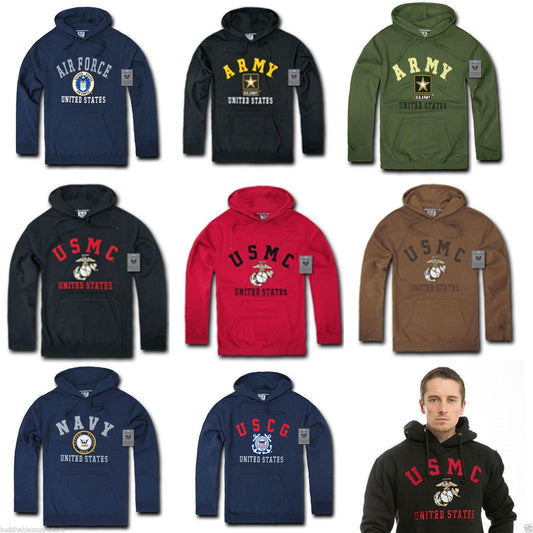 Pullover Hoodie Sweatshirt US Military Navy Air Force Army Marines Coast Guard-Air Force - Navy-Regular-Small