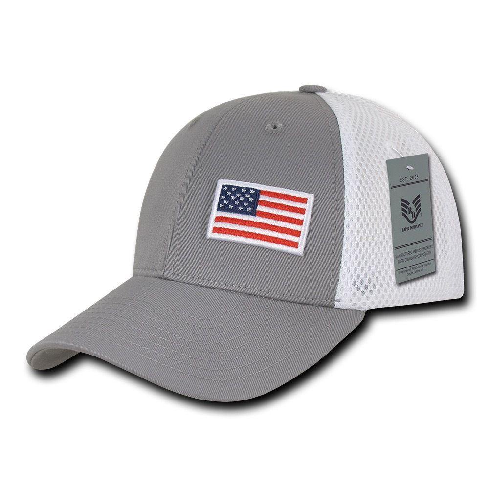 Rapid Aero Foam Flex USA Flag Military Mesh Baseball Cotton Caps Hats-USA- BLACK-