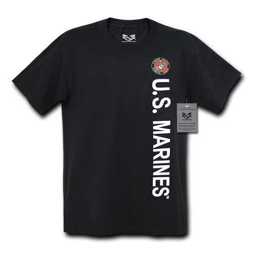 Rapid Dominance Licensed Military Cotton Screen Printed T-Shirts Tees-Marine- Black-Small-