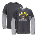 Rapid Dominance Men Long Sleeve Layered Tee Military Marine Army T-Shirts Tees-Regular-Small-ARMY- BLACK
