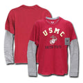 Rapid Dominance Men Long Sleeve Layered Tee Military Marine Army T-Shirts Tees-Regular-Small-MARINE -CARDINAL