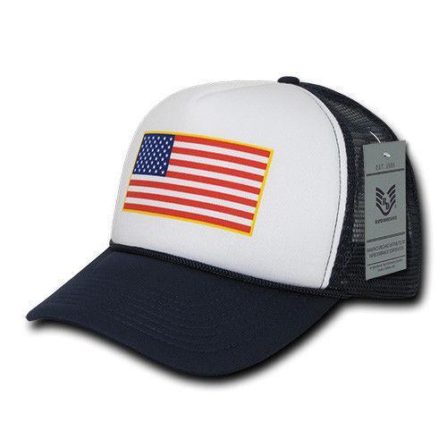 Rapid Dominance Patriotic USA Flag Classic Foam Mesh Trucker Caps Hats-USA-Black-