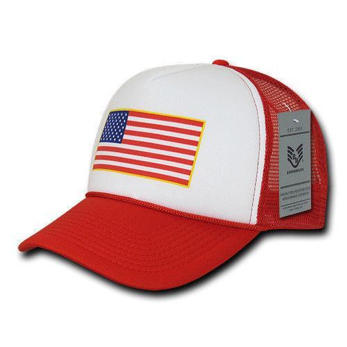 Rapid Dominance Patriotic USA Flag Classic Foam Mesh Trucker Caps Hats-USA-Black-