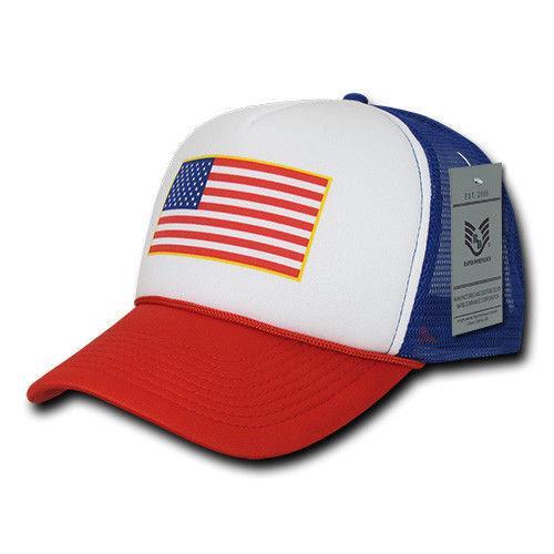 Rapid Dominance Patriotic USA Flag Classic Foam Mesh Trucker Caps Hats-USA-Black-
