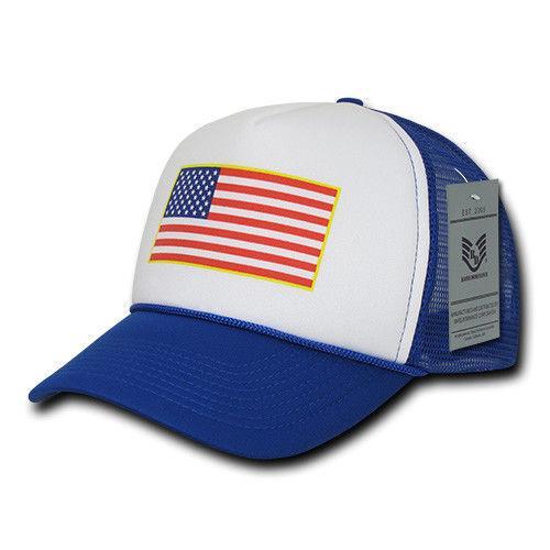 Rapid Dominance Patriotic USA Flag Classic Foam Mesh Trucker Caps Hats-USA-Black-