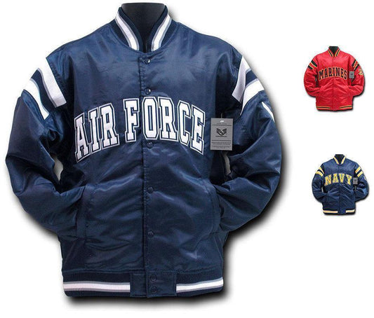 Rapid Dominance Satin Military Coach`S Jacket Hoodie Navy Air Force Army Marines-Air Force - Navy-Regular-X-Large
