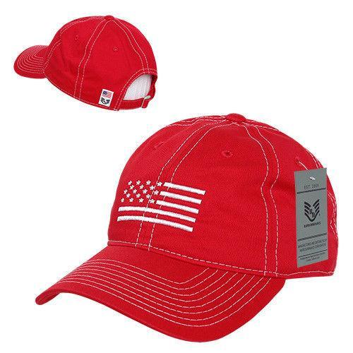 Rapid Dominance USA Flag Embroidered Patriotic Relaxed Baseball Caps Hats Unisex-Red-