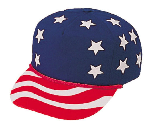 Red White Blue Stars USA Flag American Patriotic 5 Panel Hats Caps-