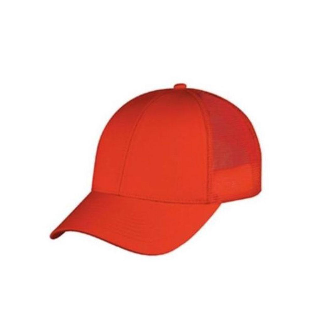 Low Crown Cotton Twill 6 Panel Mesh Baseball Trucker Hats Caps-RED-