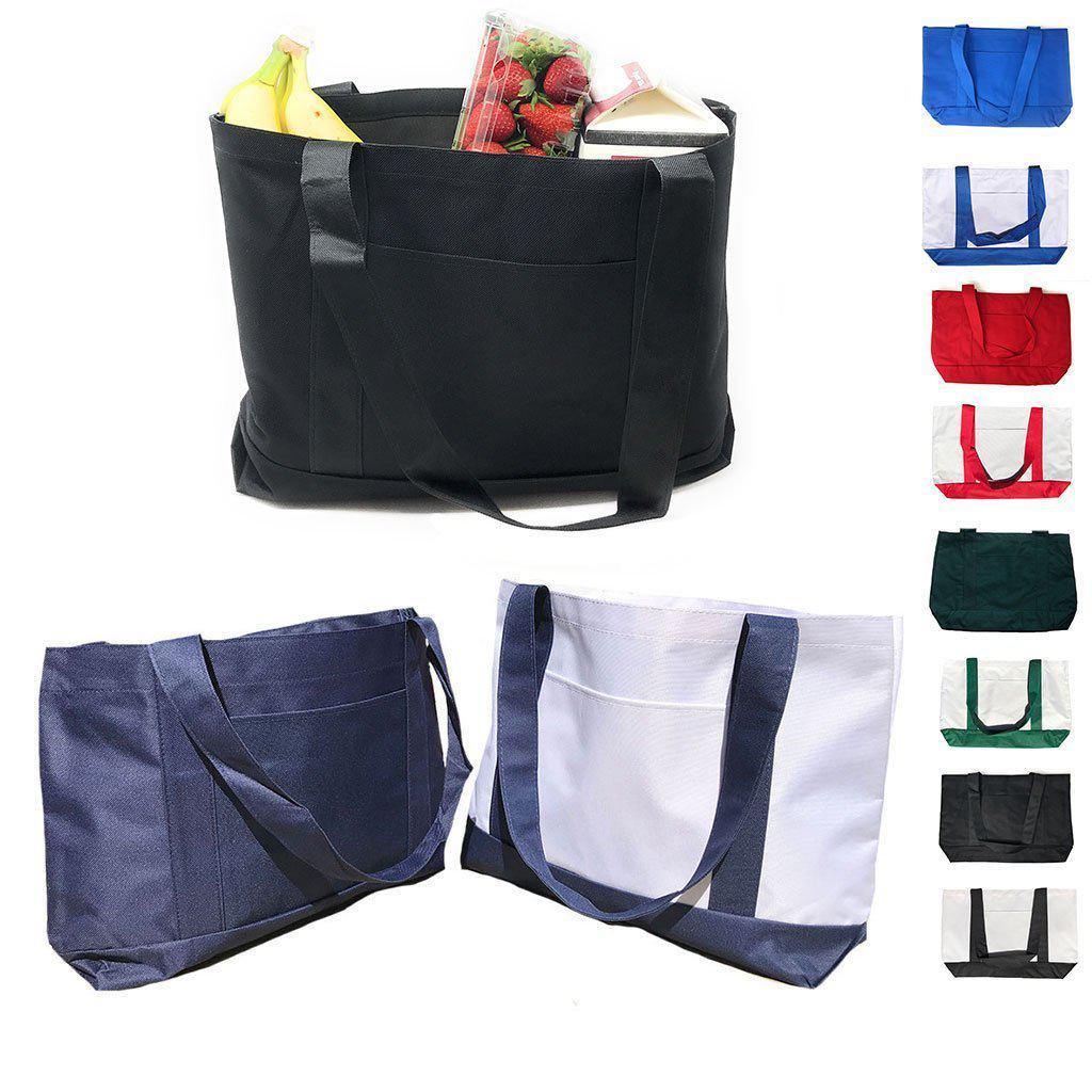 Reusable Grocery Shopping Tote Bags With Wide Bottom Gusset Travel Gym Sports-ROYAL-