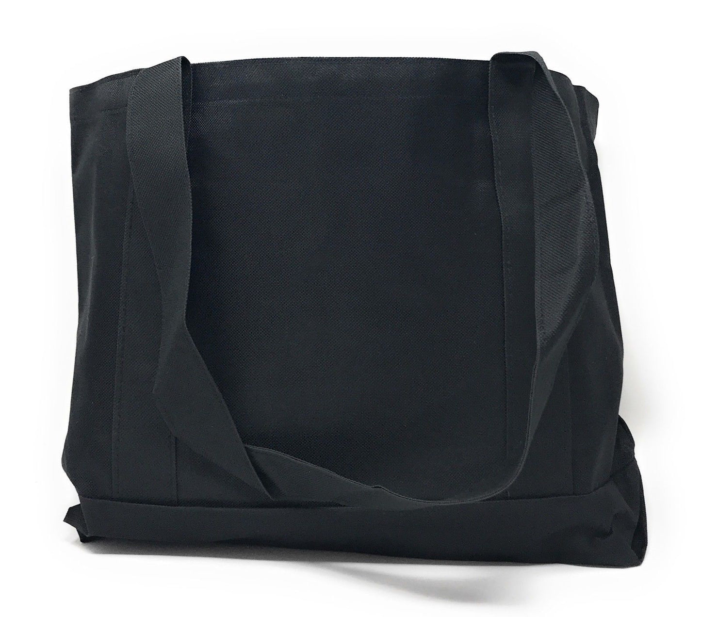 Reusable Grocery Shopping Totes Bags With Wide Bottom Gusset Black Plain-