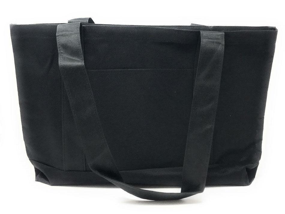 Reusable Grocery Shopping Totes Bags With Wide Bottom Gusset Black Plain-
