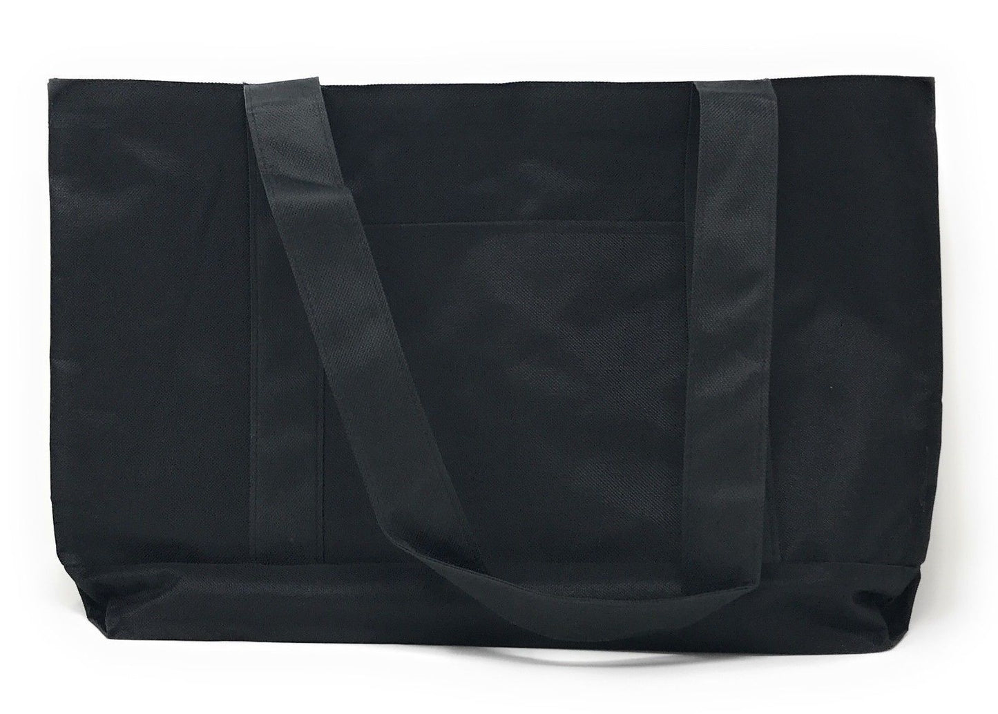 Reusable Grocery Shopping Totes Bags With Wide Bottom Gusset Black Plain-