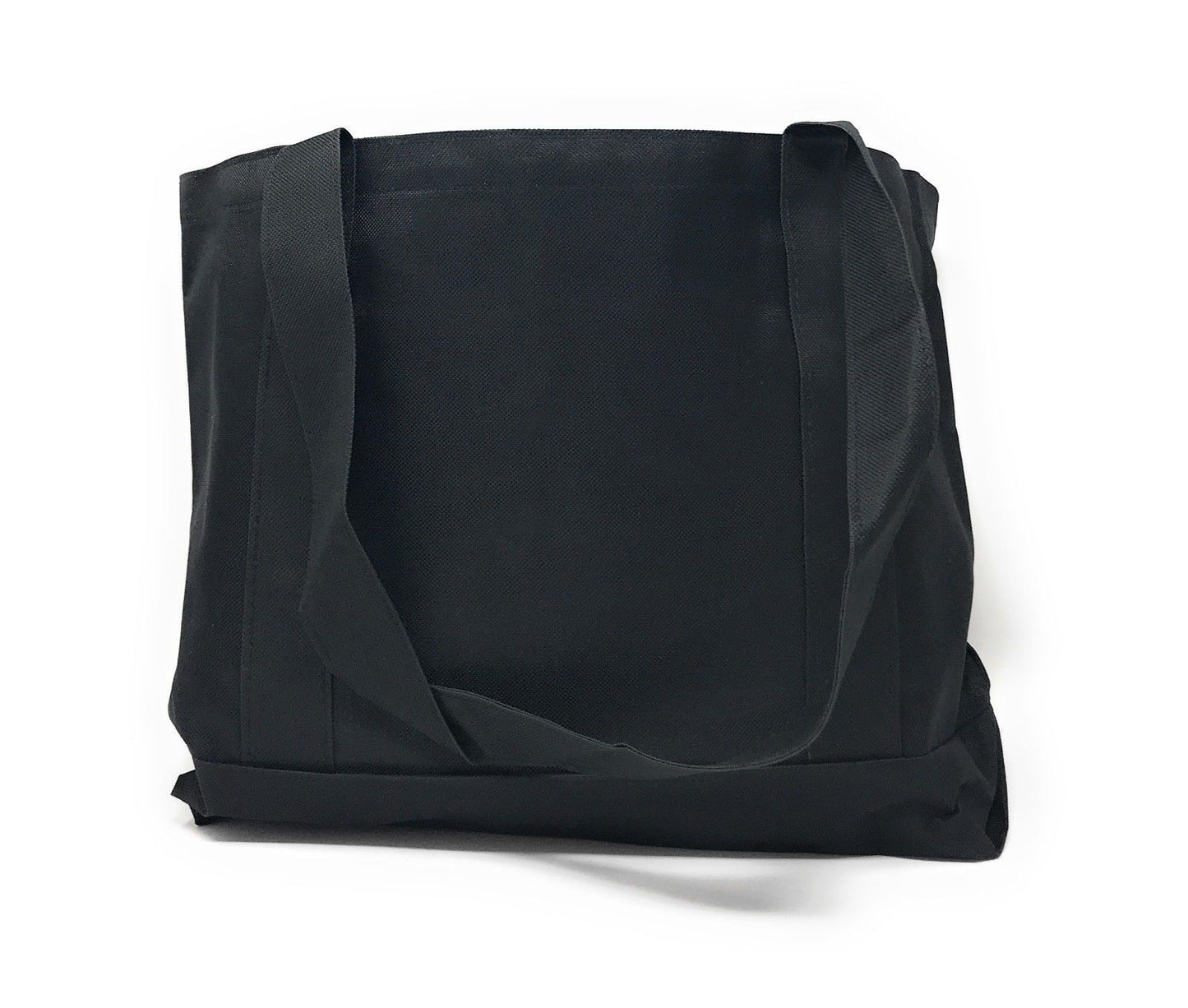 Reusable Grocery Shopping Totes Bags With Wide Bottom Gusset Black Plain-