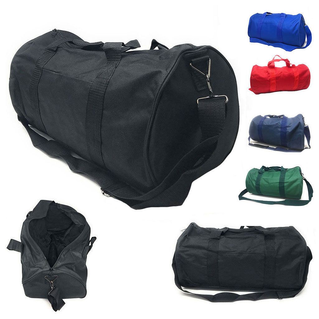 Roll Shape 18 inch Duffle Bag Travel Sports Gym School Carry On Luggage Shoulder Strap-Black-