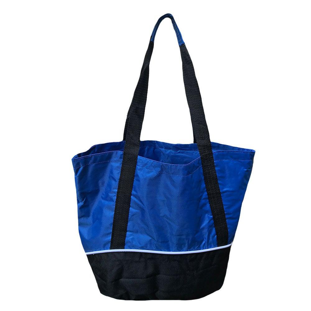 Large Big 18 x14inch Reusable Grocery Shopping Tote Bags Zippered Gym Sports School-Royal / Black-