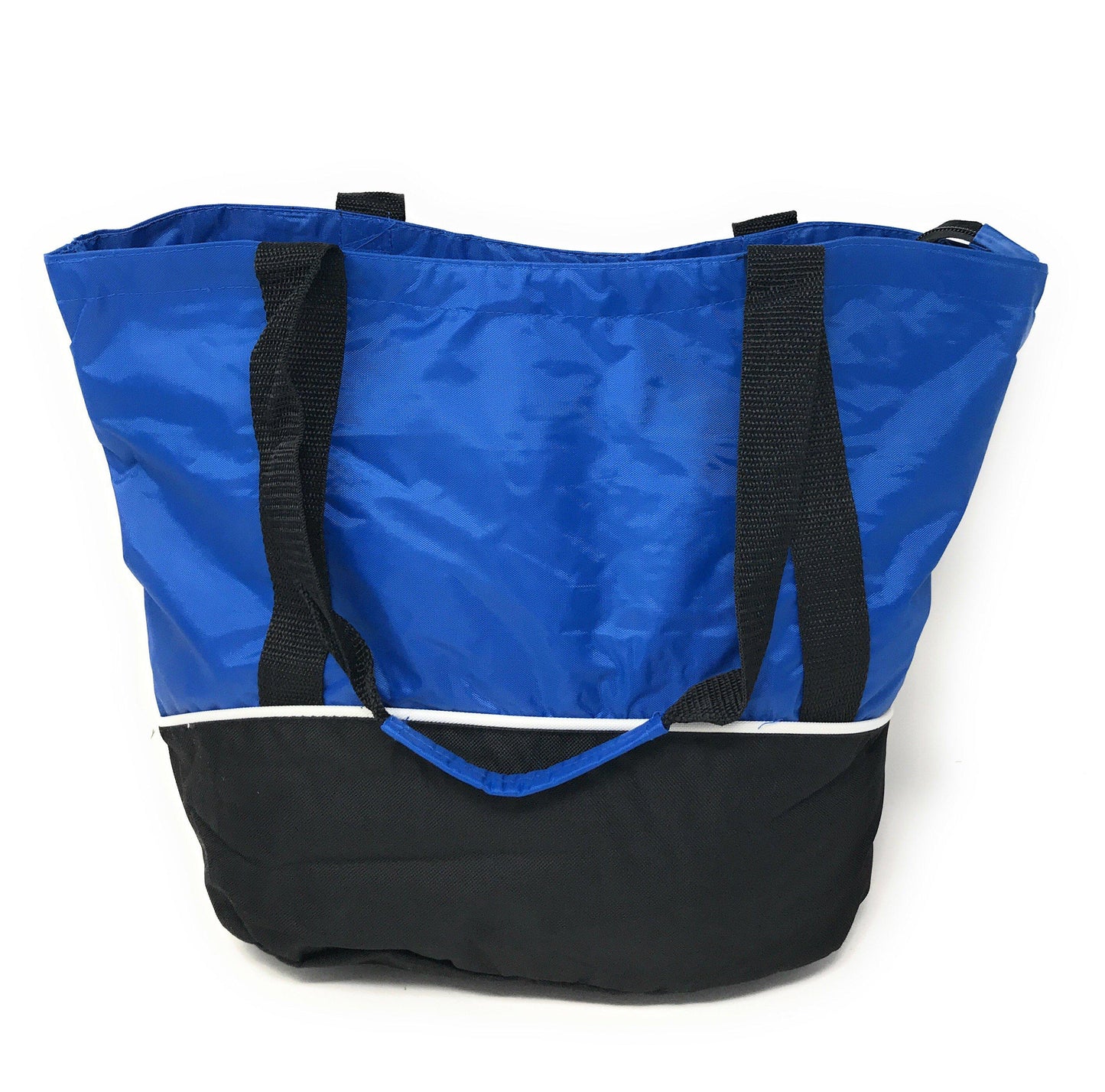 Large Big 18 x14inch Reusable Grocery Shopping Tote Bags Zippered Gym Sports School-Royal / Black-