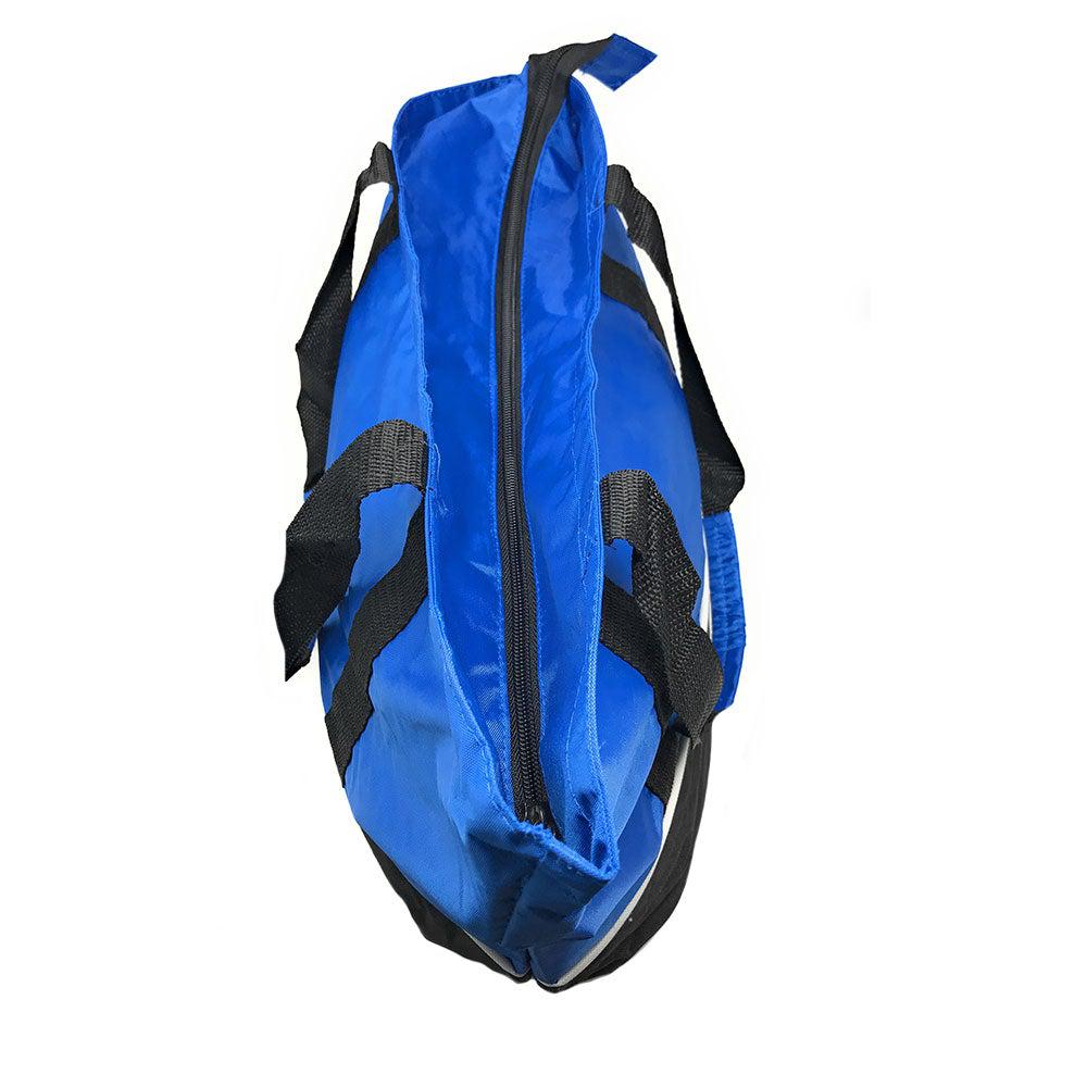 Large Big 18 x14inch Reusable Grocery Shopping Tote Bags Zippered Gym Sports School-Royal / Black-