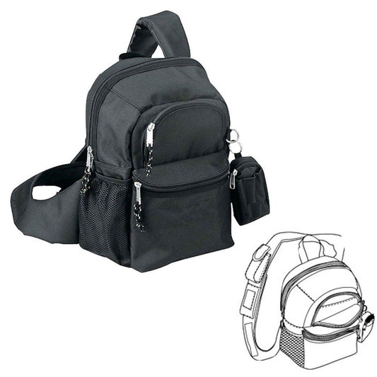 Sling Body Bag Backpack Rucksack Travel School Work Multi Pockets 11 x14inch-Black-